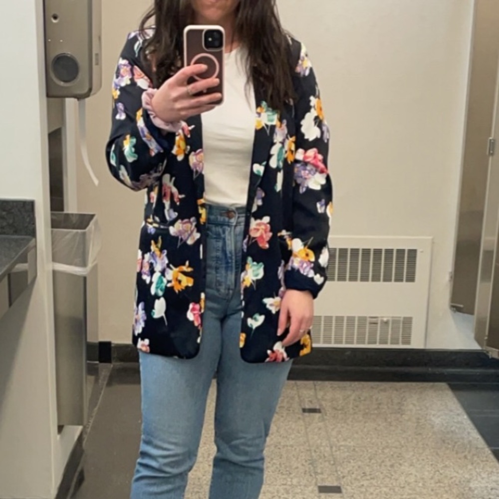 a new day Floral Blazer - Navy Multicolor